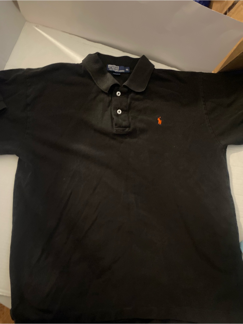 Ralph Lauren Black Polo with Orange Pony Logo